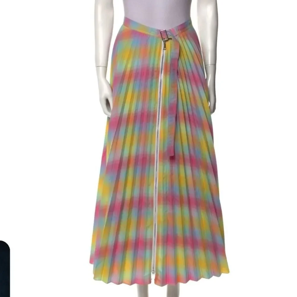 Beatrice B Pleated Plaid Printed Midi Skirt Size 0